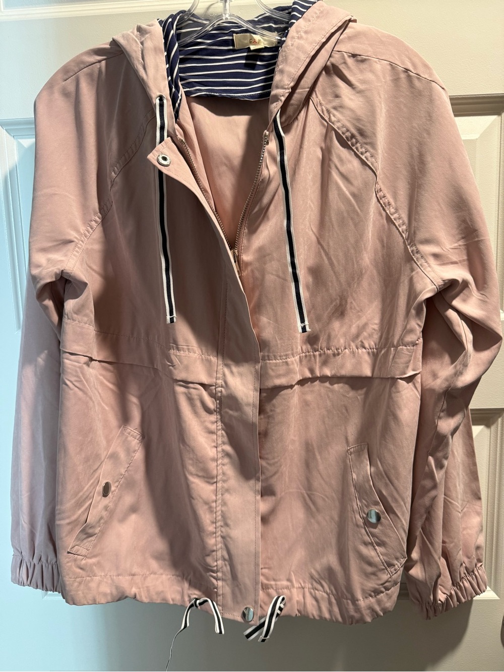 E&M Light Pink Hooded Anorak Jacket - Casual Women's Coat Sz M